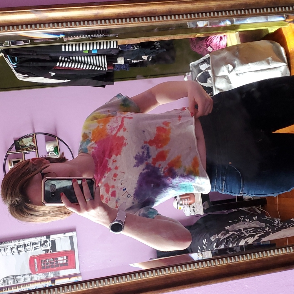 Cropped gay pride tie dye shirt